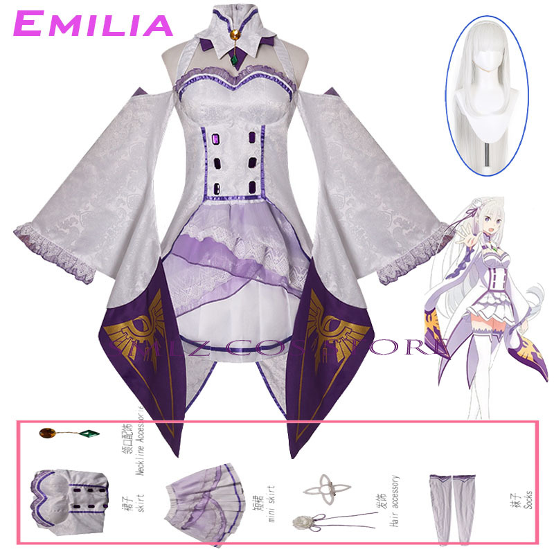 Anime Cosplay Dresses - Kostum Cosplay Emilia Anime Re Zero