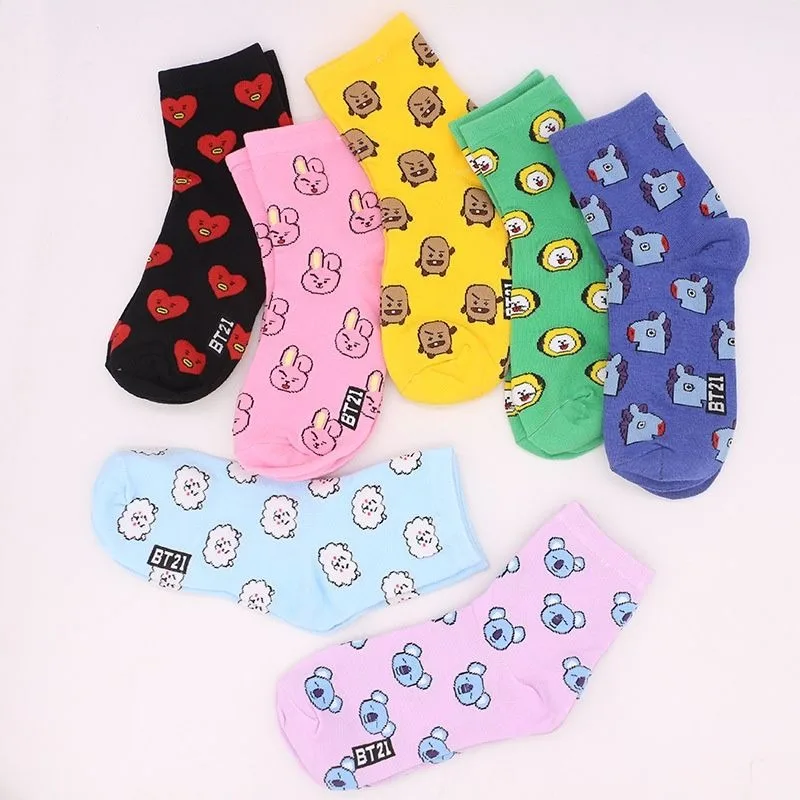 Cosplay Korean Anime - Kaus Kaki Kartun BT21 Kawaii Kaus