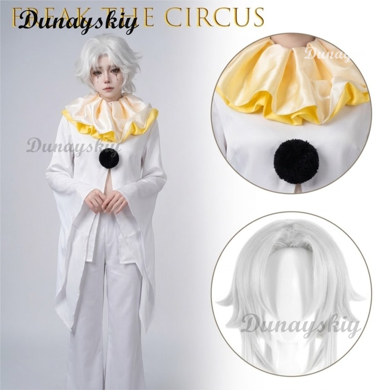 Anime Cosplay Long Hair - Kostum Cosplay Badut Putih Pierrot Freak