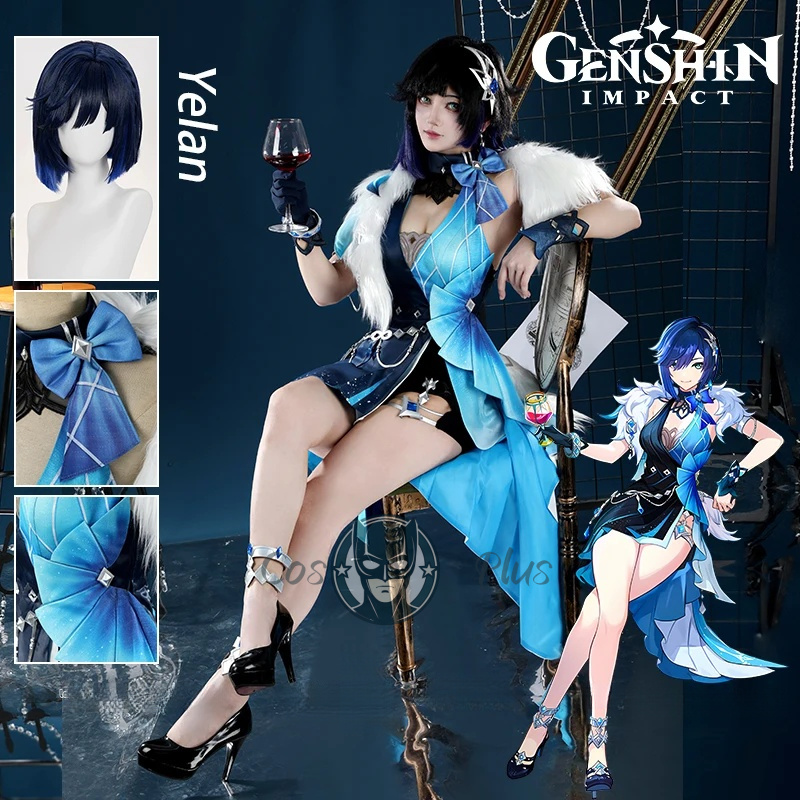 Anime Cosplay Girl Costume - Genshin Impact Yelan Kostum Cosplay Wig