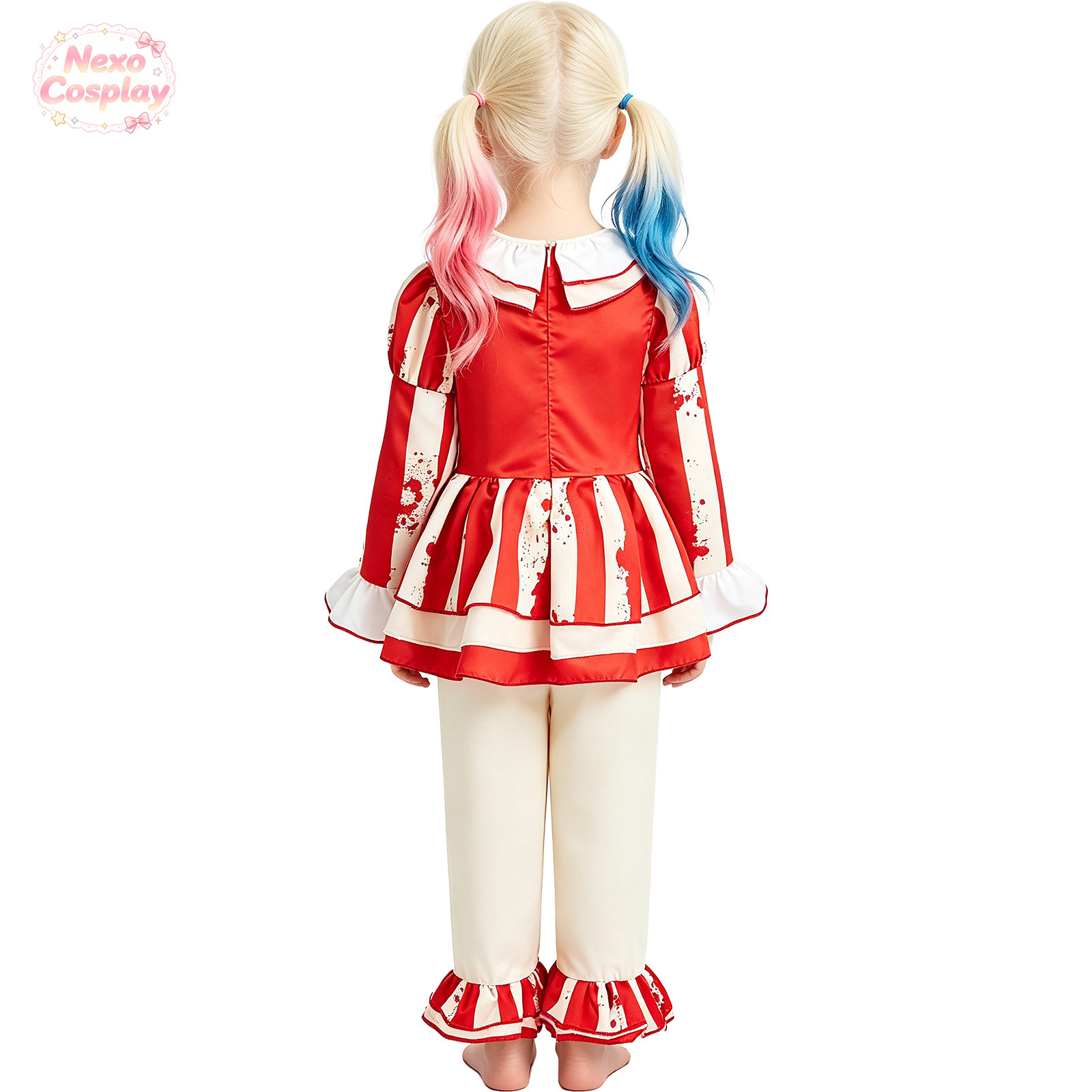Setelan Badut Horor Bergaris M - Kids Cosplay Anime ulasan dan harga